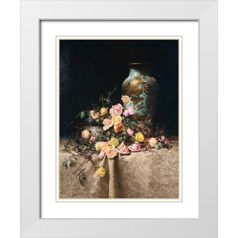 Still Life with Roses White Modern Wood Framed Art Print with Double Matting by Ramsey, Milne