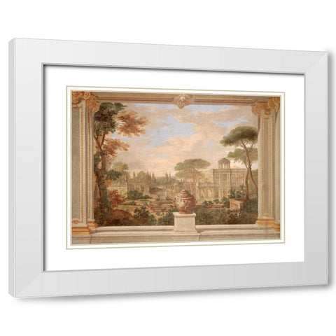 Fresco of Rome landscape White Modern Wood Framed Art Print with Double Matting by Anonymous