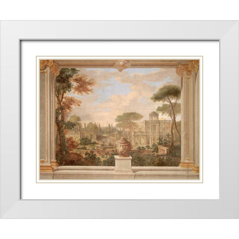 Fresco of Rome landscape White Modern Wood Framed Art Print with Double Matting by Anonymous