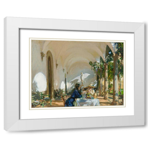 Breakfast in the Loggia White Modern Wood Framed Art Print with Double Matting by Sargent, John Singer
