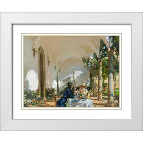 Breakfast in the Loggia White Modern Wood Framed Art Print with Double Matting by Sargent, John Singer