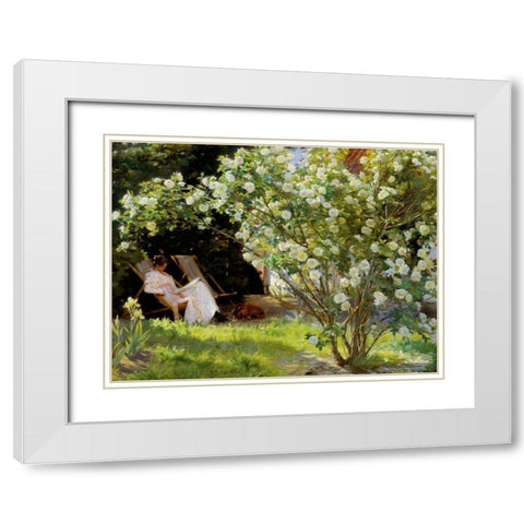 Seated in the garden of roses White Modern Wood Framed Art Print with Double Matting by KrÃ¸yer, Peder Severin