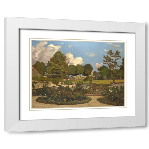 The Painters Garden at Saint-Prive White Modern Wood Framed Art Print with Double Matting by Harpignies, Henri-Joseph