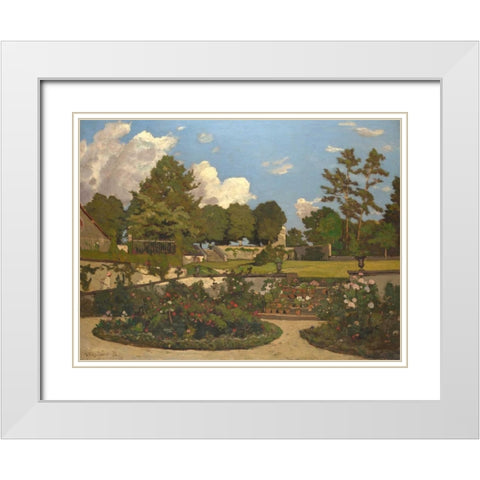 The Painters Garden at Saint-Prive White Modern Wood Framed Art Print with Double Matting by Harpignies, Henri-Joseph