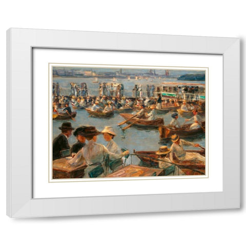 On the Alster in Hamburg   White Modern Wood Framed Art Print with Double Matting by Liebermann, Max