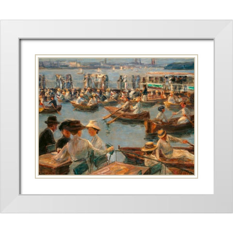 On the Alster in Hamburg   White Modern Wood Framed Art Print with Double Matting by Liebermann, Max