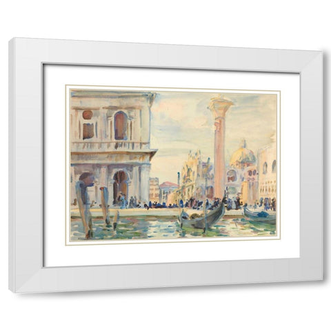 The Piazzetta  White Modern Wood Framed Art Print with Double Matting by Sargent, John Singer