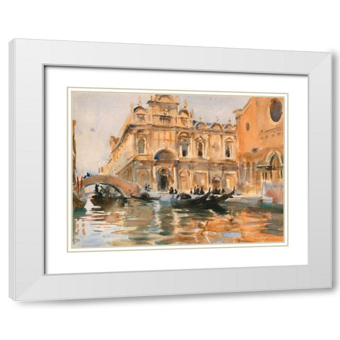 Rio dei Mendicanti - Venice White Modern Wood Framed Art Print with Double Matting by Sargent, John Singer