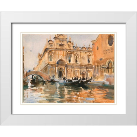Rio dei Mendicanti - Venice White Modern Wood Framed Art Print with Double Matting by Sargent, John Singer