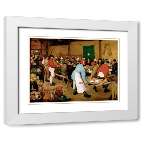 Peasant Wedding White Modern Wood Framed Art Print with Double Matting by Bruegel the Elder, Pieter