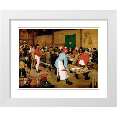 Peasant Wedding White Modern Wood Framed Art Print with Double Matting by Bruegel the Elder, Pieter