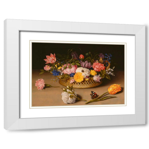 Flower Still Life White Modern Wood Framed Art Print with Double Matting by Bosschaert the Elder, Ambrosius