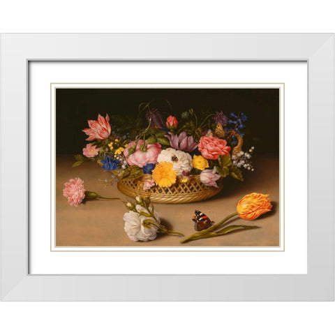Flower Still Life White Modern Wood Framed Art Print with Double Matting by Bosschaert the Elder, Ambrosius