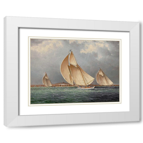 Yachting in Boston Harbor White Modern Wood Framed Art Print with Double Matting by Buttersworth, James E.