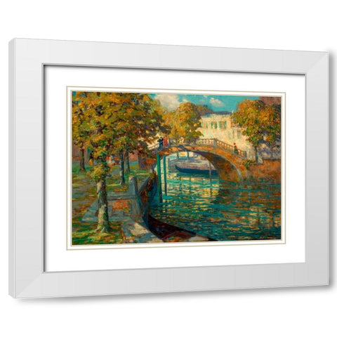 Overlooking the canal White Modern Wood Framed Art Print with Double Matting by Linde, Ossip Leonovitch
