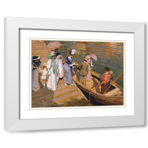 The Ferry White Modern Wood Framed Art Print with Double Matting by Fox, Emanuel Phillips