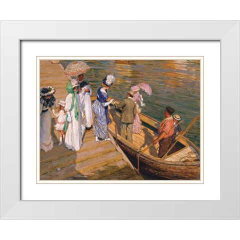 The Ferry White Modern Wood Framed Art Print with Double Matting by Fox, Emanuel Phillips