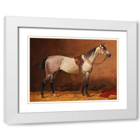 Saddled sport horse White Modern Wood Framed Art Print with Double Matting by Volkers, Emil