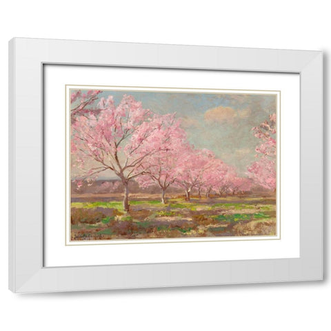Peach orchard on Mavericks farm White Modern Wood Framed Art Print with Double Matting by Onderdonk, Julian
