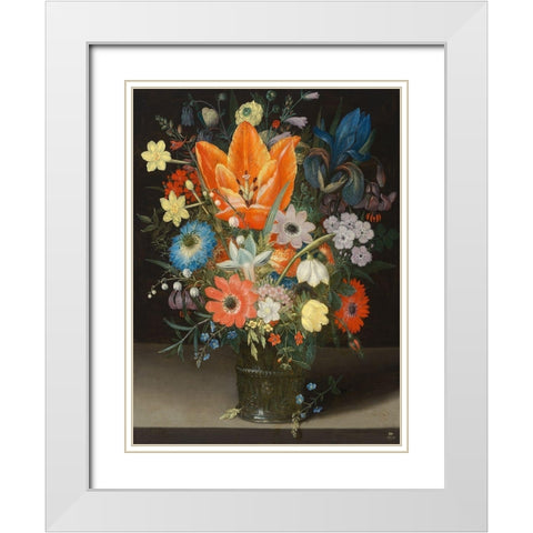 Still Life with Iris White Modern Wood Framed Art Print with Double Matting by Peter, Binoit