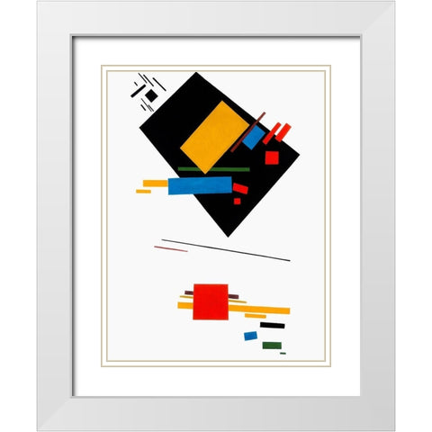 Suprematism White Modern Wood Framed Art Print with Double Matting by Kasimir, Malevich