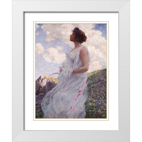 Calypso White Modern Wood Framed Art Print with Double Matting by George, Hitchcock