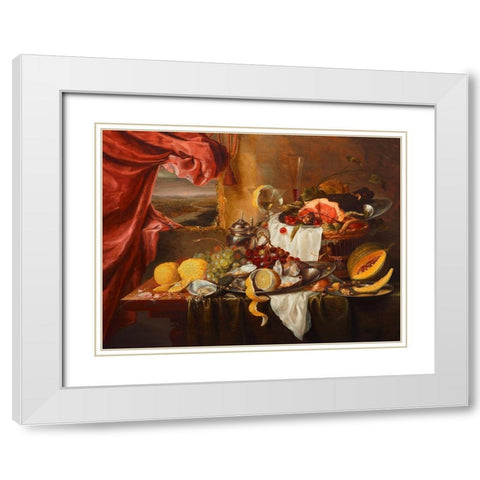 Still life with imaginary view White Modern Wood Framed Art Print with Double Matting by Craen, Laurens