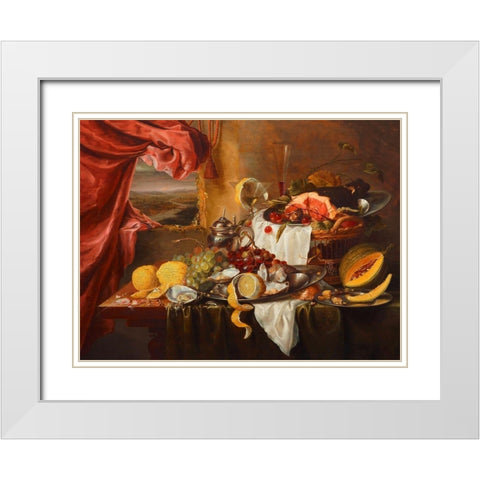 Still life with imaginary view White Modern Wood Framed Art Print with Double Matting by Craen, Laurens