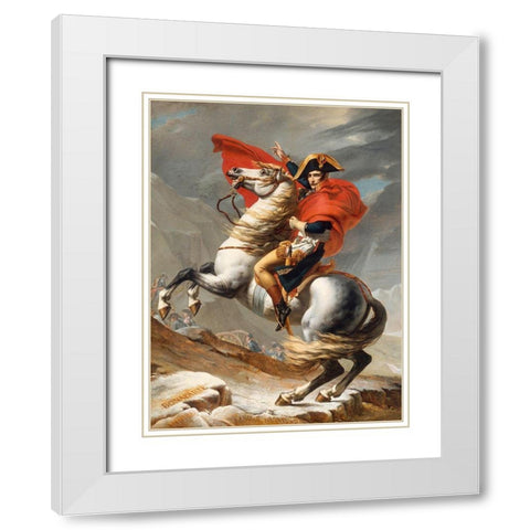 Bonaparte franchissant le Grand Saint-Bernard White Modern Wood Framed Art Print with Double Matting by Jacques-Louis , David