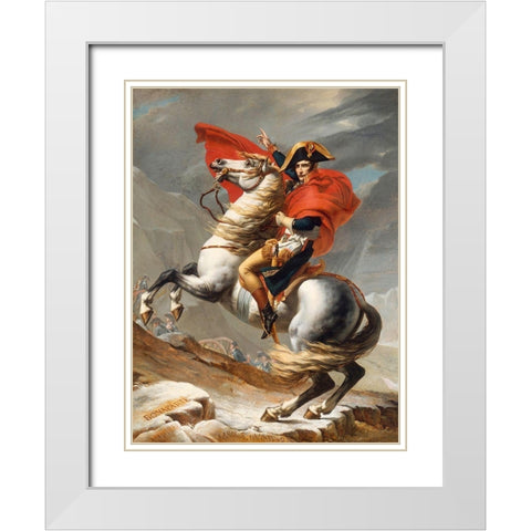 Bonaparte franchissant le Grand Saint-Bernard White Modern Wood Framed Art Print with Double Matting by Jacques-Louis , David