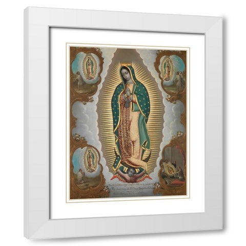 The Virgin of Guadalupe with the Four Apparitions White Modern Wood Framed Art Print with Double Matting by Nicolas, EnrÃ­quez