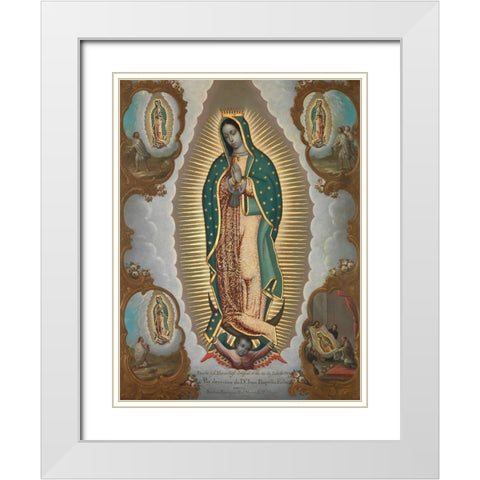 The Virgin of Guadalupe with the Four Apparitions White Modern Wood Framed Art Print with Double Matting by Nicolas, EnrÃ­quez