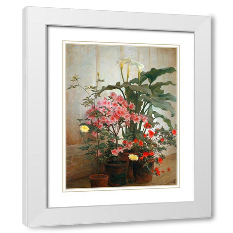 Side of a Greenhouse White Modern Wood Framed Art Print with Double Matting by Lambdin, George Cochran