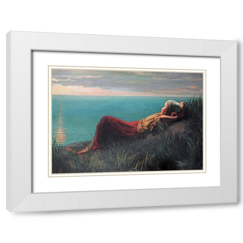 Dreaming White Modern Wood Framed Art Print with Double Matting by Israels, Jozef
