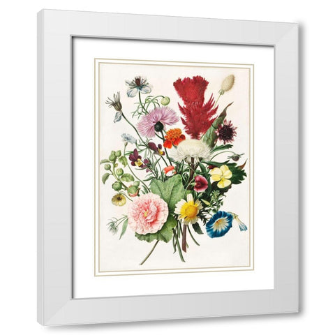 Bouquet of Flowers White Modern Wood Framed Art Print with Double Matting by Anonymous