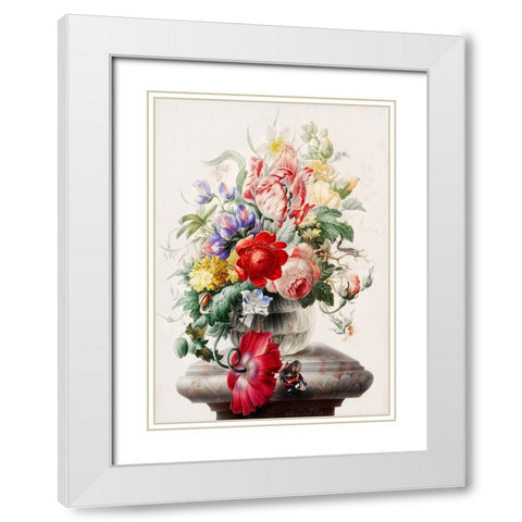 Flowers in a glass vase White Modern Wood Framed Art Print with Double Matting by Henstenburgh, Herman