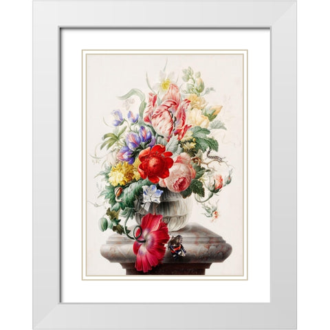 Flowers in a glass vase White Modern Wood Framed Art Print with Double Matting by Henstenburgh, Herman