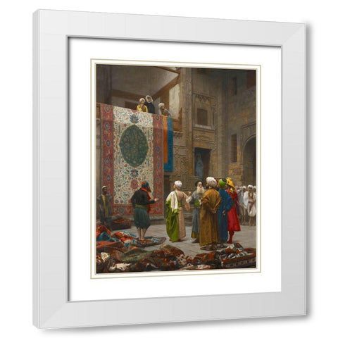 The Carpet Merchant White Modern Wood Framed Art Print with Double Matting by Gerome, Jean-Leon