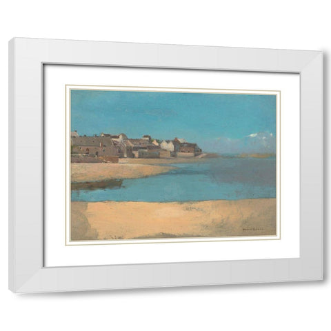 Village by the Sea in Brittany White Modern Wood Framed Art Print with Double Matting by Redon, Odilon