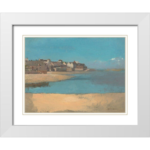 Village by the Sea in Brittany White Modern Wood Framed Art Print with Double Matting by Redon, Odilon