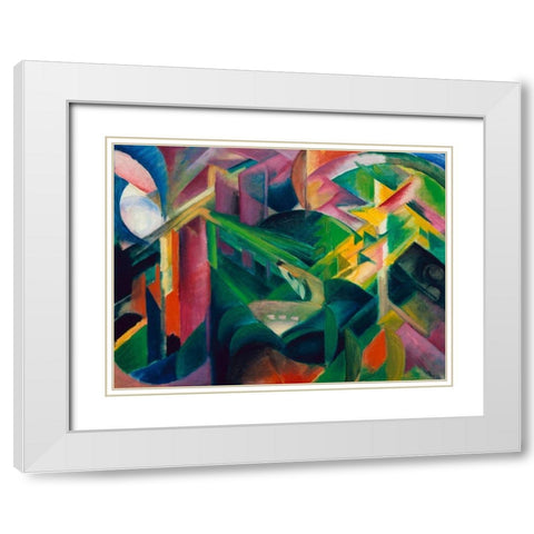 Deer in a Monastery Garden White Modern Wood Framed Art Print with Double Matting by Marc, Franz