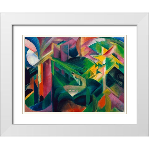 Deer in a Monastery Garden White Modern Wood Framed Art Print with Double Matting by Marc, Franz