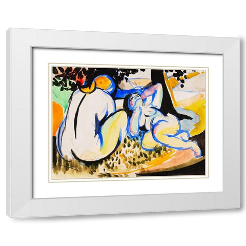 Nudes White Modern Wood Framed Art Print with Double Matting by Sayen, Henry Lyman