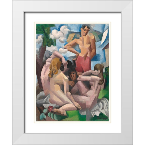 The Bathers White Modern Wood Framed Art Print with Double Matting by de La Fresnaye, Roger