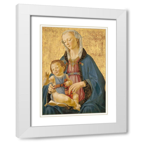 Madonna and Child White Modern Wood Framed Art Print with Double Matting by Ghirlandaio, Domenico