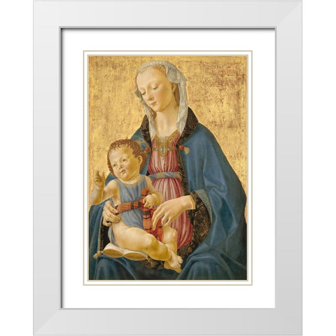 Madonna and Child White Modern Wood Framed Art Print with Double Matting by Ghirlandaio, Domenico