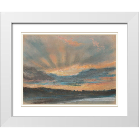 Sunset White Modern Wood Framed Art Print with Double Matting by Delacroix, Eugene
