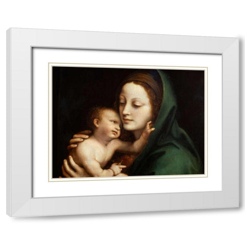 Madonna con Bambino White Modern Wood Framed Art Print with Double Matting by Anonymous
