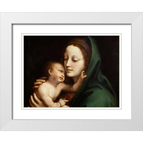 Madonna con Bambino White Modern Wood Framed Art Print with Double Matting by Anonymous