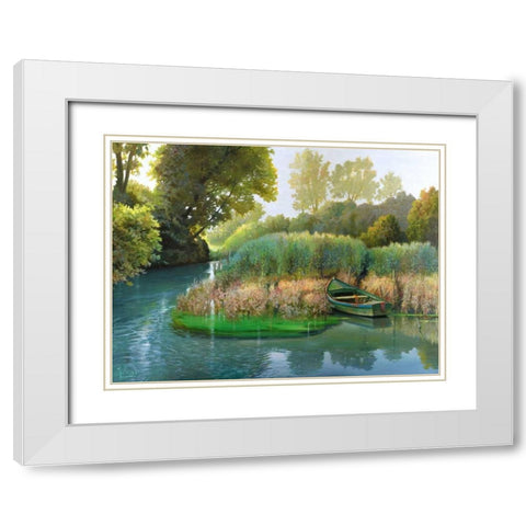 Sul fiume White Modern Wood Framed Art Print with Double Matting by Galasso, Adriano